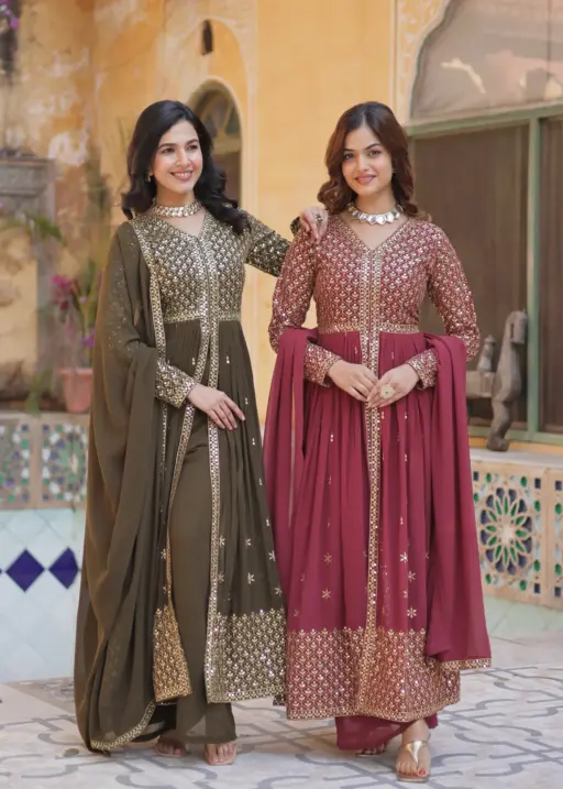 Festive Wear Slit Cut Anarkali Gown Set