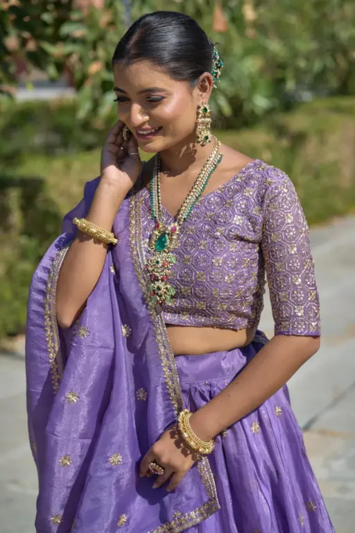 Gold Crush Purple Embroidery Lehenga Collection For Wedding
