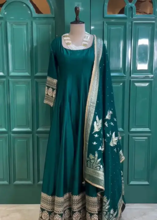 Green Floor Length Anarkali Suit For Eid