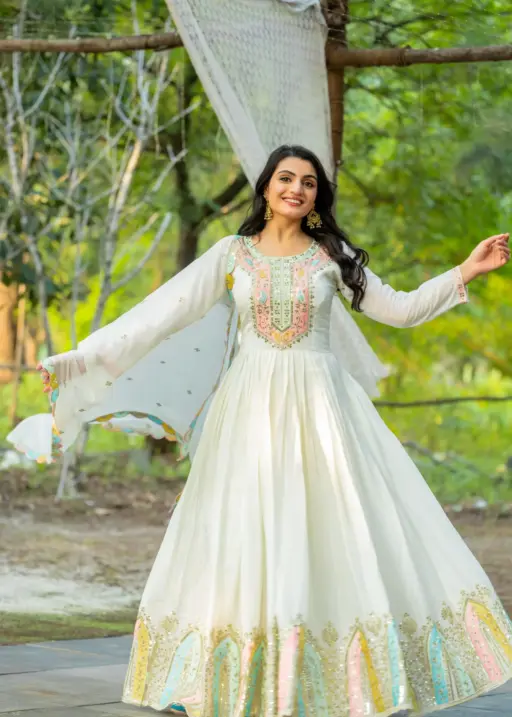 Heavy Embroidery Floor Length Anarkali Suit