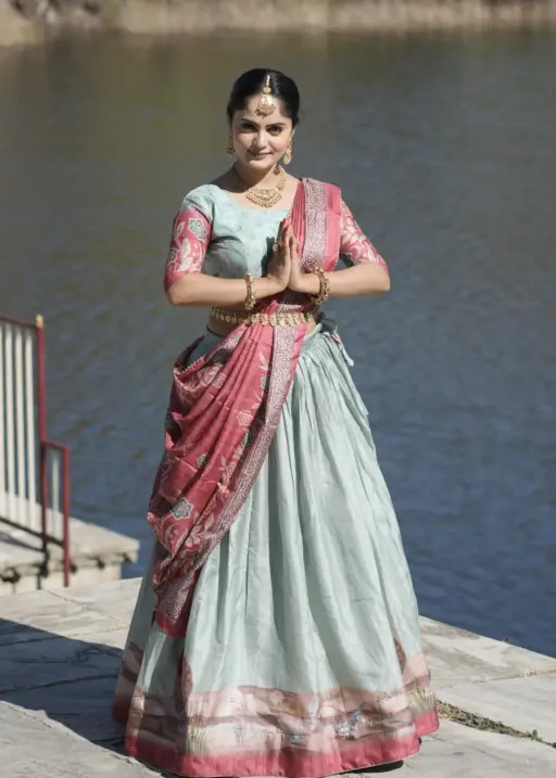 Kalamkari Peacock Printed Lehenga Choli For Wedding