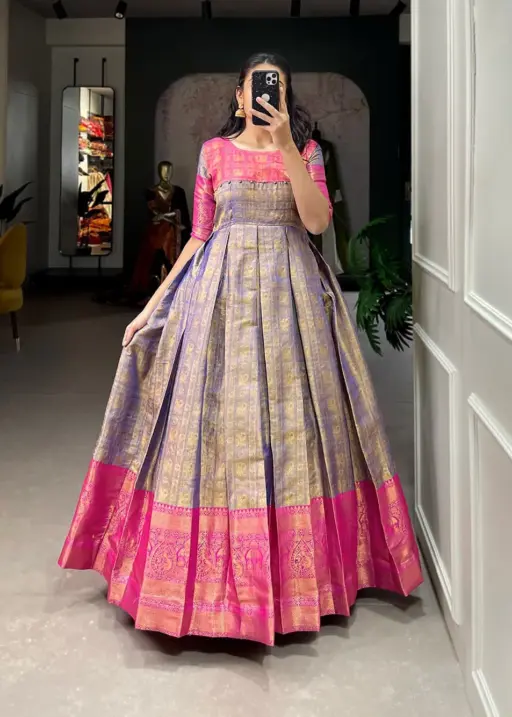 Kanjivaram Silk Readymade Gown