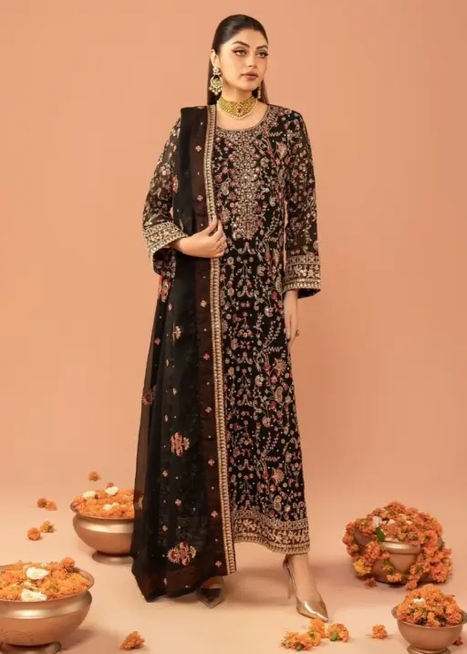 Long Pakistani Straight Suit With Heavy Embroidery