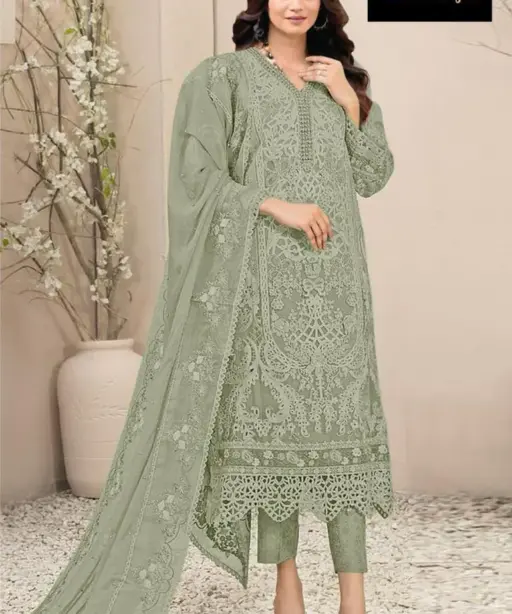 Organza Cut Work Pakistani Suit For Ramzan Eid