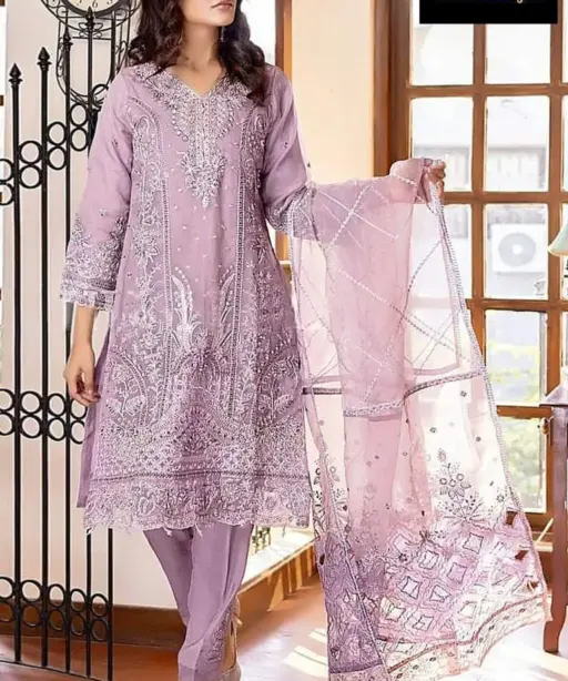 Organza Handwork Pakistani Suit