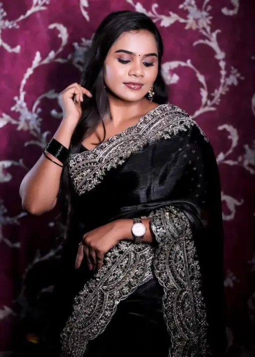 Party Wear Black Organza saree