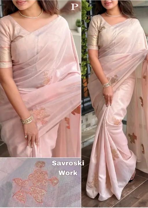 Pastel Shade Organza Saree Wedding Wear