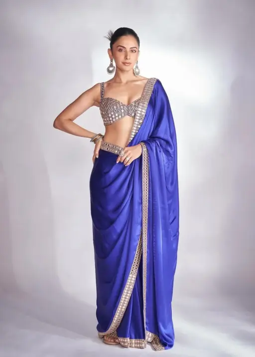 Rakul Preet Singh Royal Blue Bollywood Saree