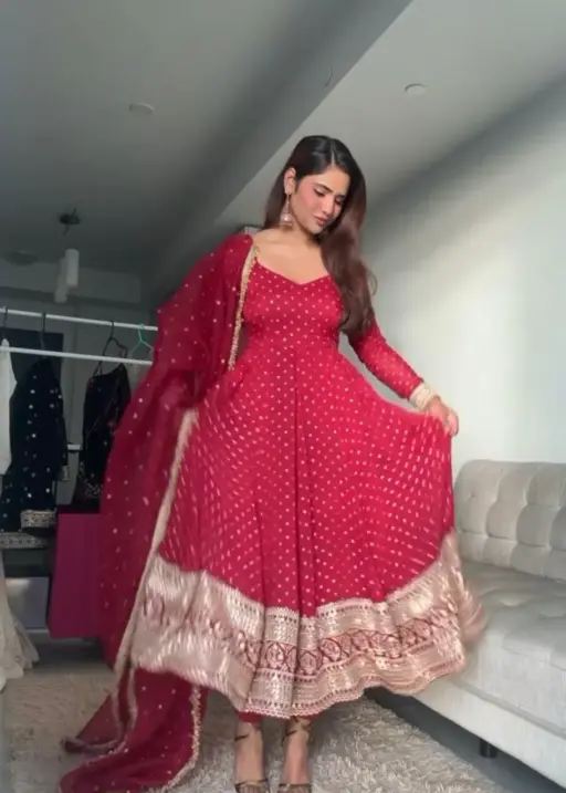 Red Anarkali Salwar Suit For Ramzan Eid