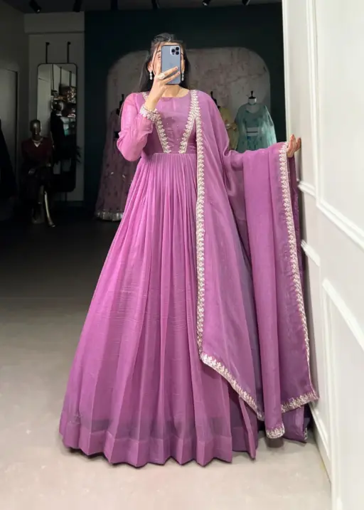 Stylish Ethnic Anarkali Gown With Dupatta