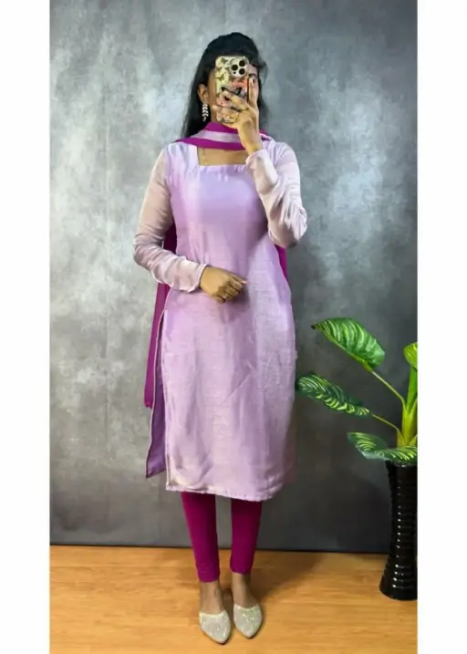 Trending Silk Kurti Dupatta Set