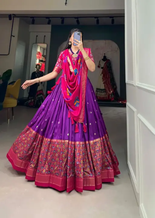 Tussar Silk Printed Lehenga Choli