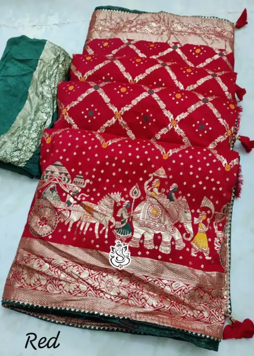 Wedding Special Saree With Zari Animal Weaving