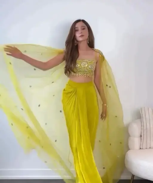 Wedding Wear Indo Western Crop Top With Shrug