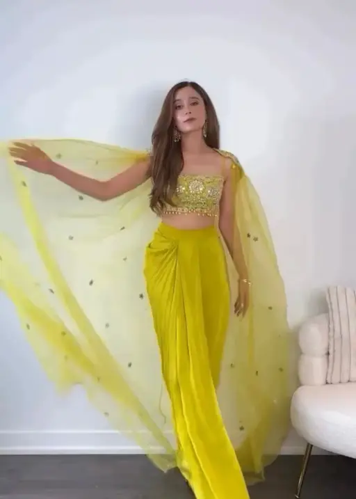 Wedding Wear Indo Western Crop Top With Shrug