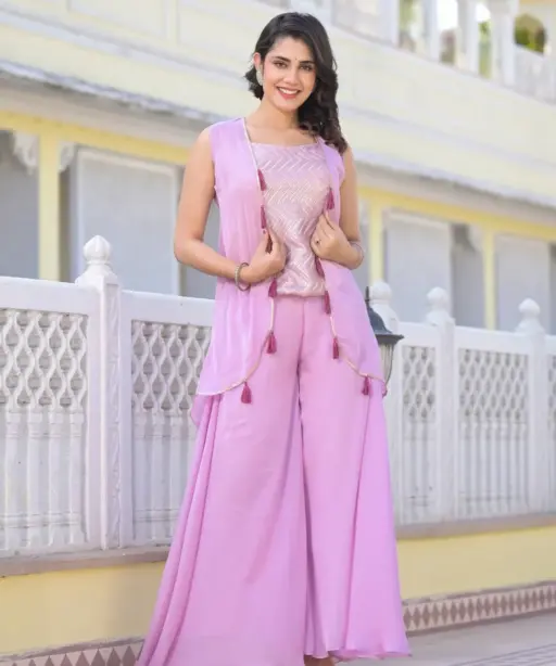 Wedding Wear Indo Western Plazzo With Jacket