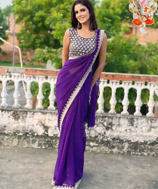 Wedding Wear Saree With Work Blouse