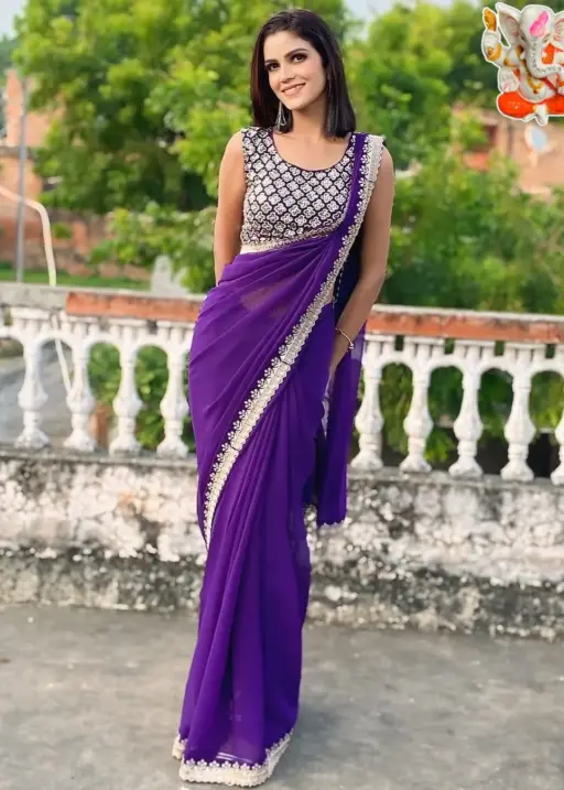 Wedding Wear Saree With Work Blouse