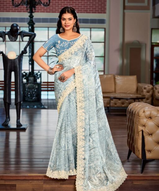 Border Saree With Embroidery Saree