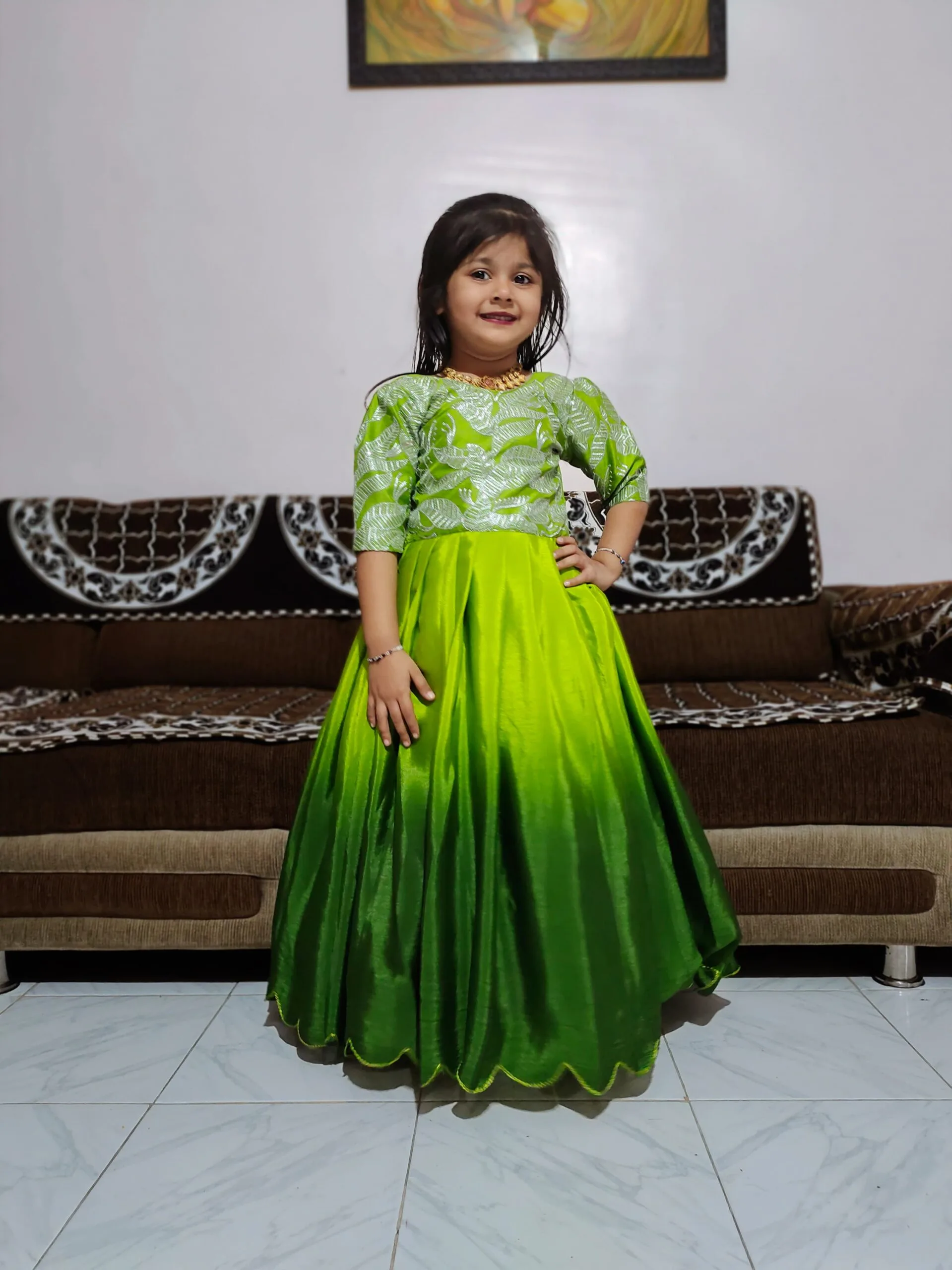 Readymade Girls Wedding Wear Gown For Kids - Image 6