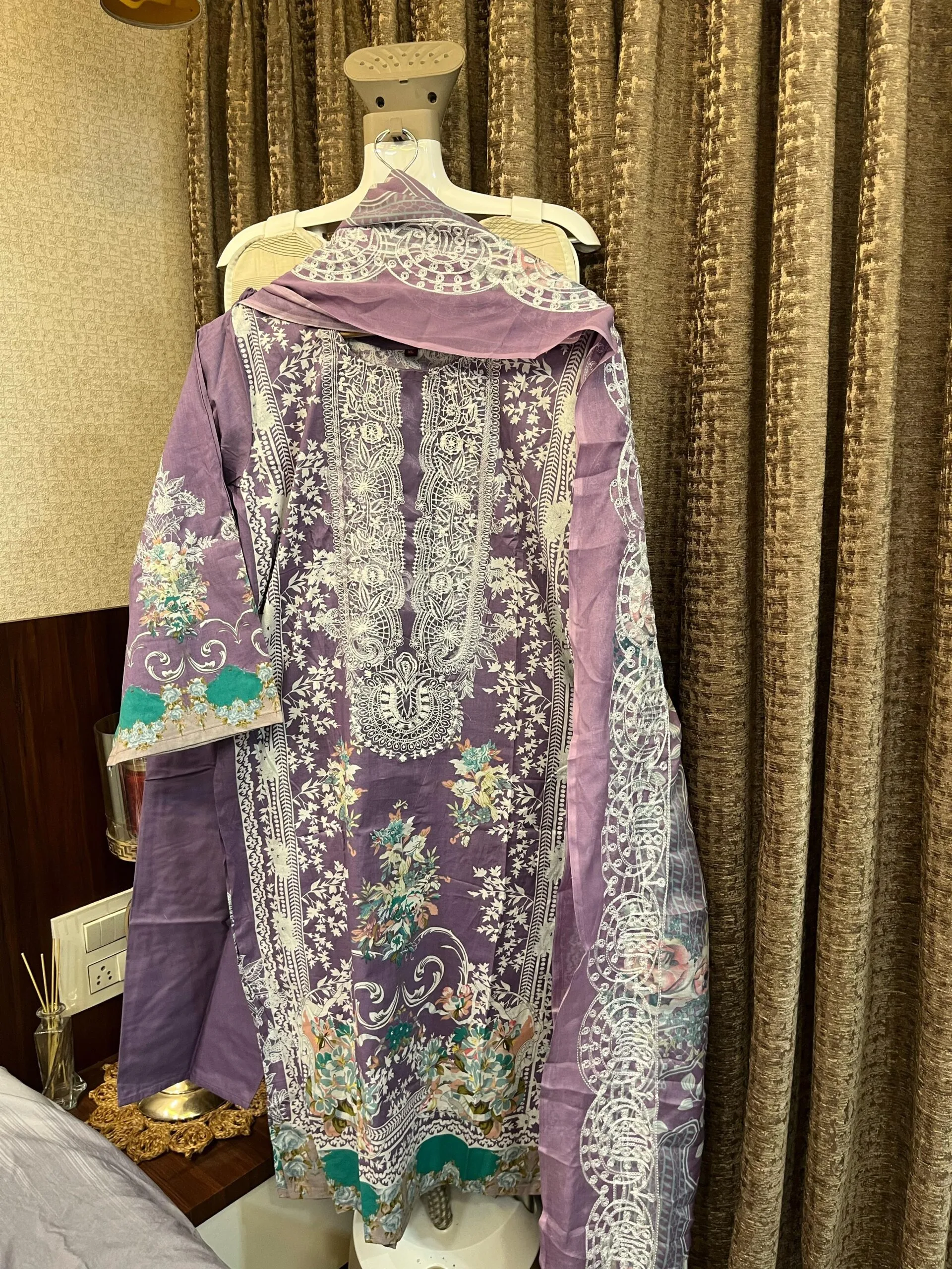 Heavy Embroidery Cotton Pakistani Salwar Suit - Image 4
