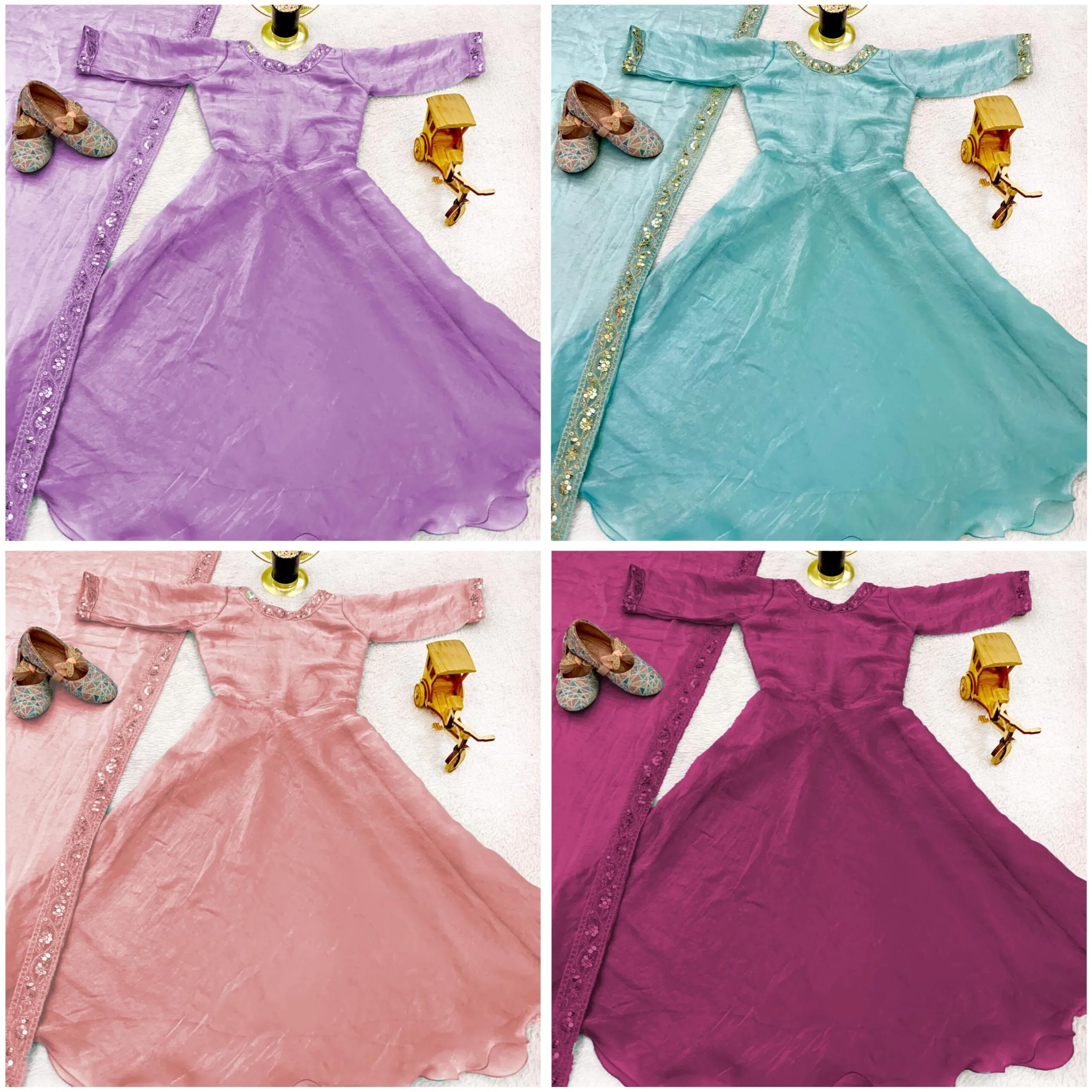 Stylish Kids Wear Gown With Dupatta For Wedding - Image 3