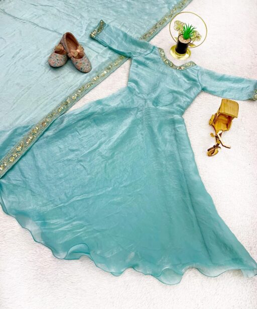 Traditional Kids Wear Gown With Dupatta For Wedding
