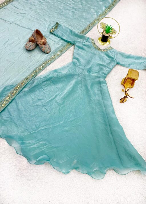 Traditional Kids Wear Gown With Dupatta For Wedding