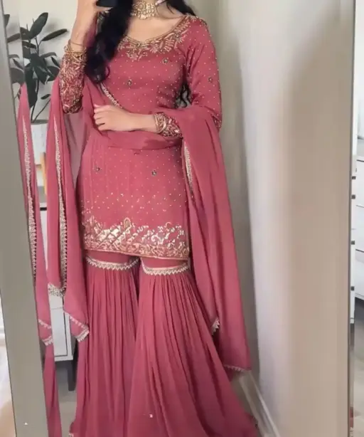Pink Color Readymade Sharara Set