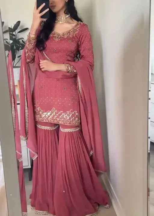 Pink Color Readymade Sharara Set