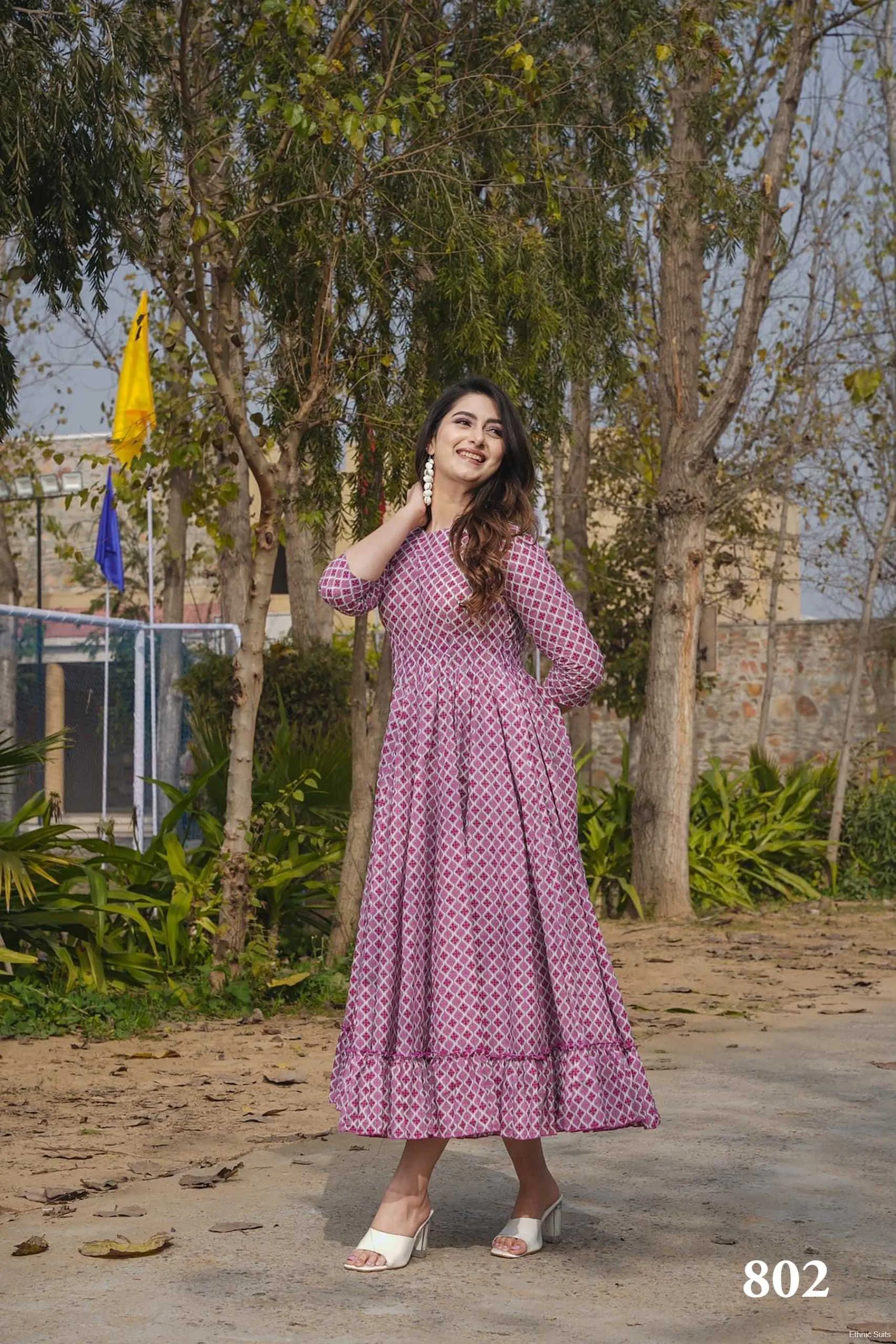 Floral Printed Summer Wear Dress With Big Flair - Image 5