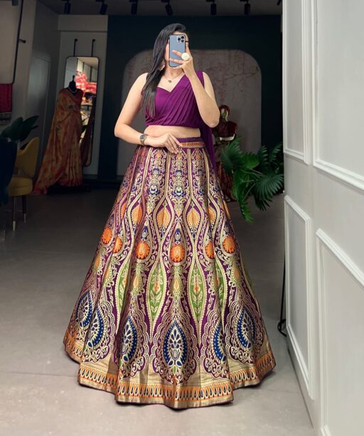 Designer Banarasi Silk Lehenga With Stylish Blouse
