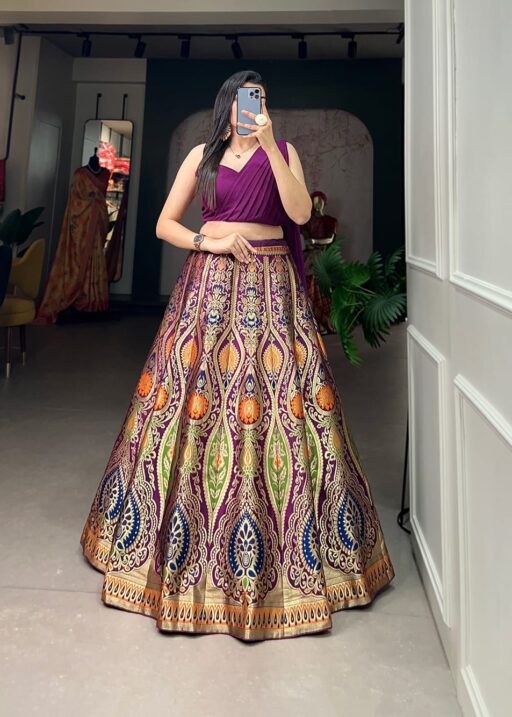 Designer Banarasi Silk Lehenga With Stylish Blouse