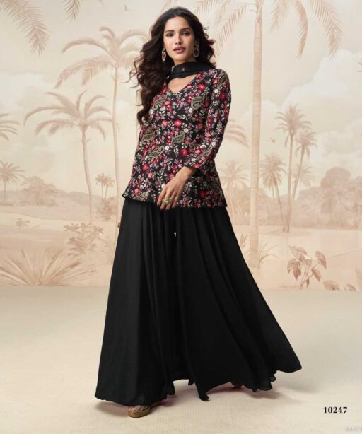 Designer Indo Western Crop Top With Sharara