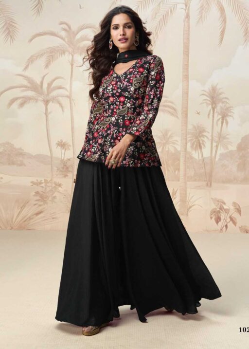 Designer Indo Western Crop Top With Sharara