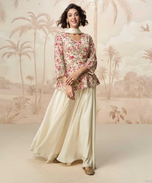 Designer Indo Western Crop Top With Sharara