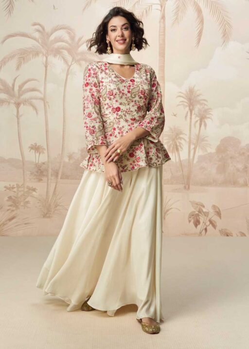 Designer Indo Western Crop Top With Sharara