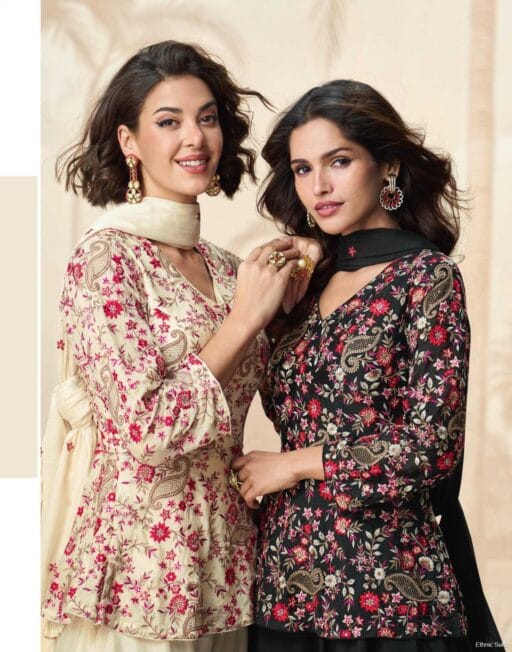 Designer Indo Western Crop Top With Sharara