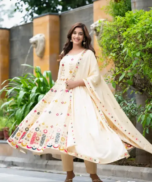 Designer Multi Color Embroidery Work Anarkali Suit (2)