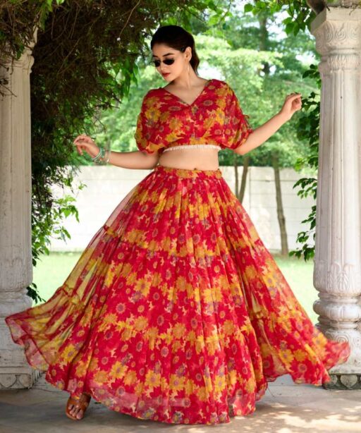 Floral Printed Readymade Lehenga Set