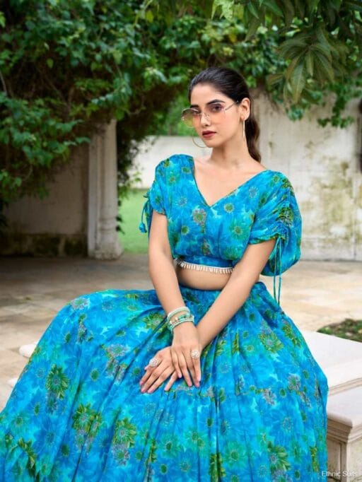 Floral Printed Readymade Lehenga Set