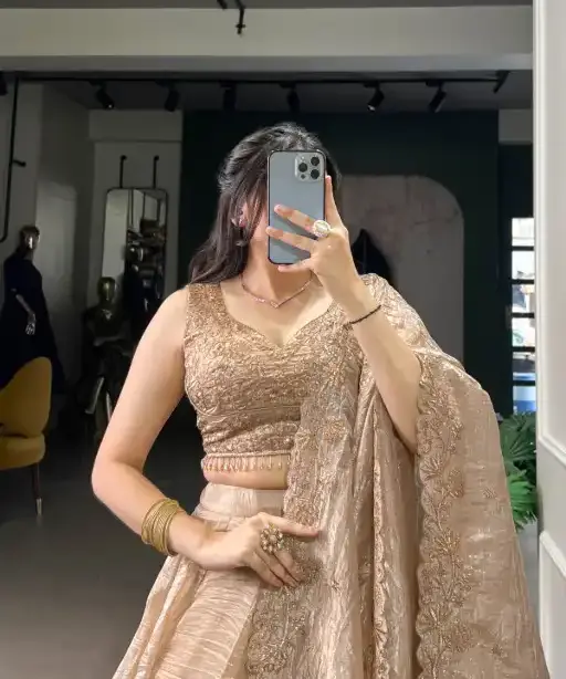 Gold Crush Lehenga Choli For Wedding Wear