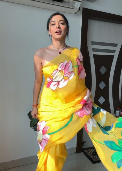 Floral Printed Organza Readymade Saree