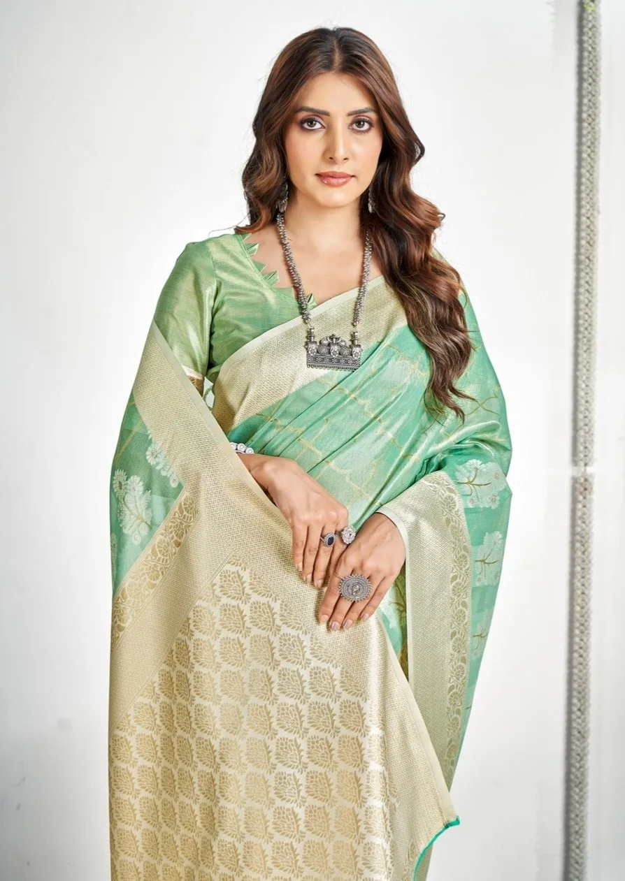 Pastel Color Tissue Silk Saree For Wedding
