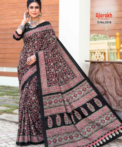 Daily Wear Cotton Ajrakh Printed Saree