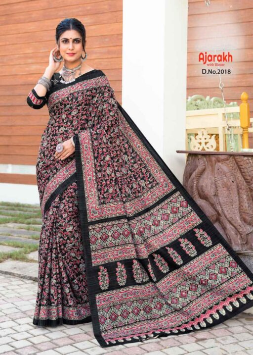 Daily Wear Cotton Ajrakh Printed Saree