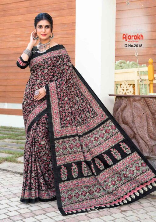Daily Wear Cotton Ajrakh Printed Saree
