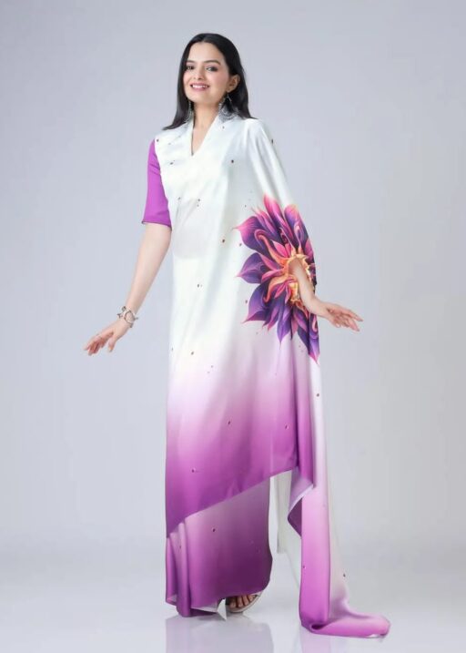 Hand Free Saree With Ready To Wear Pattern
