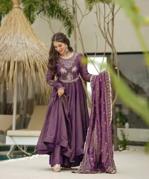 Readymade Party Wear Gown Dupatta Set