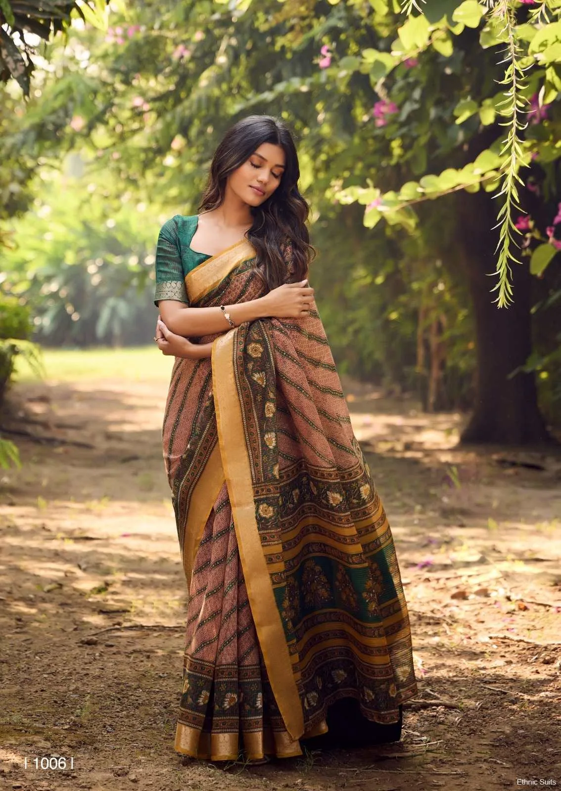 Soft Cotton Printed Saree With Jari Border - Image 12